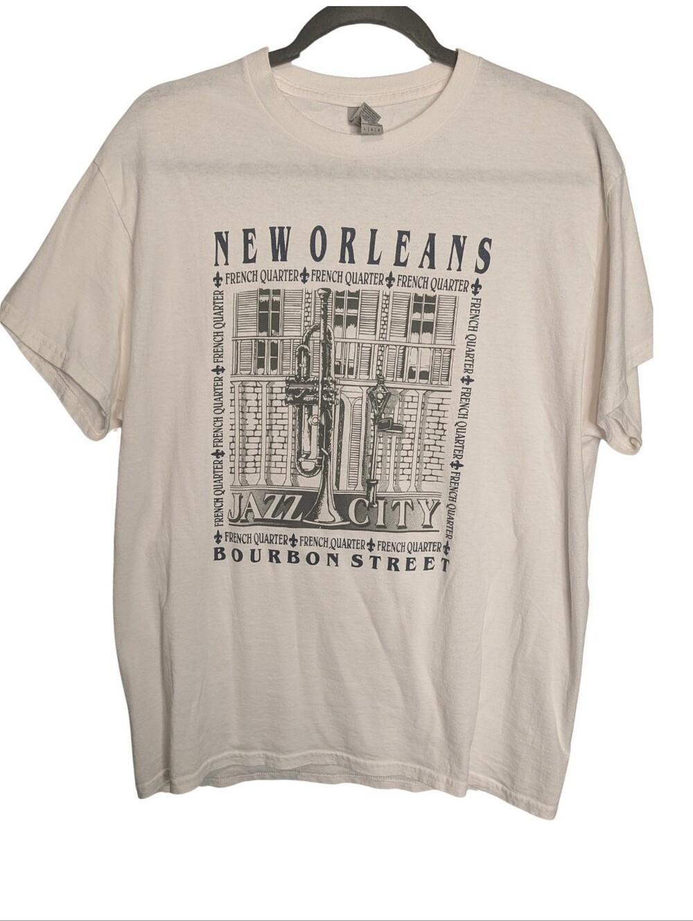 Gildan T-Shirt with  New Orleans Jazz City Graphic. Size Large
